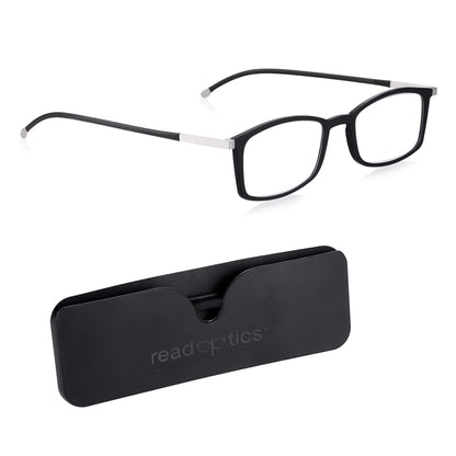 Read Optics Super Thin Black Rectangular Blue Light Blocking Reading Glasses for Men & Women