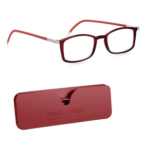 Read Optics Crystal Red Rectangular Blue Light Blocking Reading Glasses for Men & Women