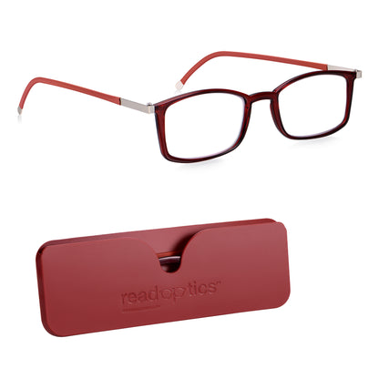 Read Optics Crystal Red Rectangular Blue Light Blocking Reading Glasses for Men & Women