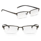 Grey Rectangular Half Frame Reading Glasses with Spring Hinges For Men