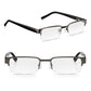 Black and Gunmetal Rectangular Semi Rimless Reading Glasses with Spring Hinges For Men & Women