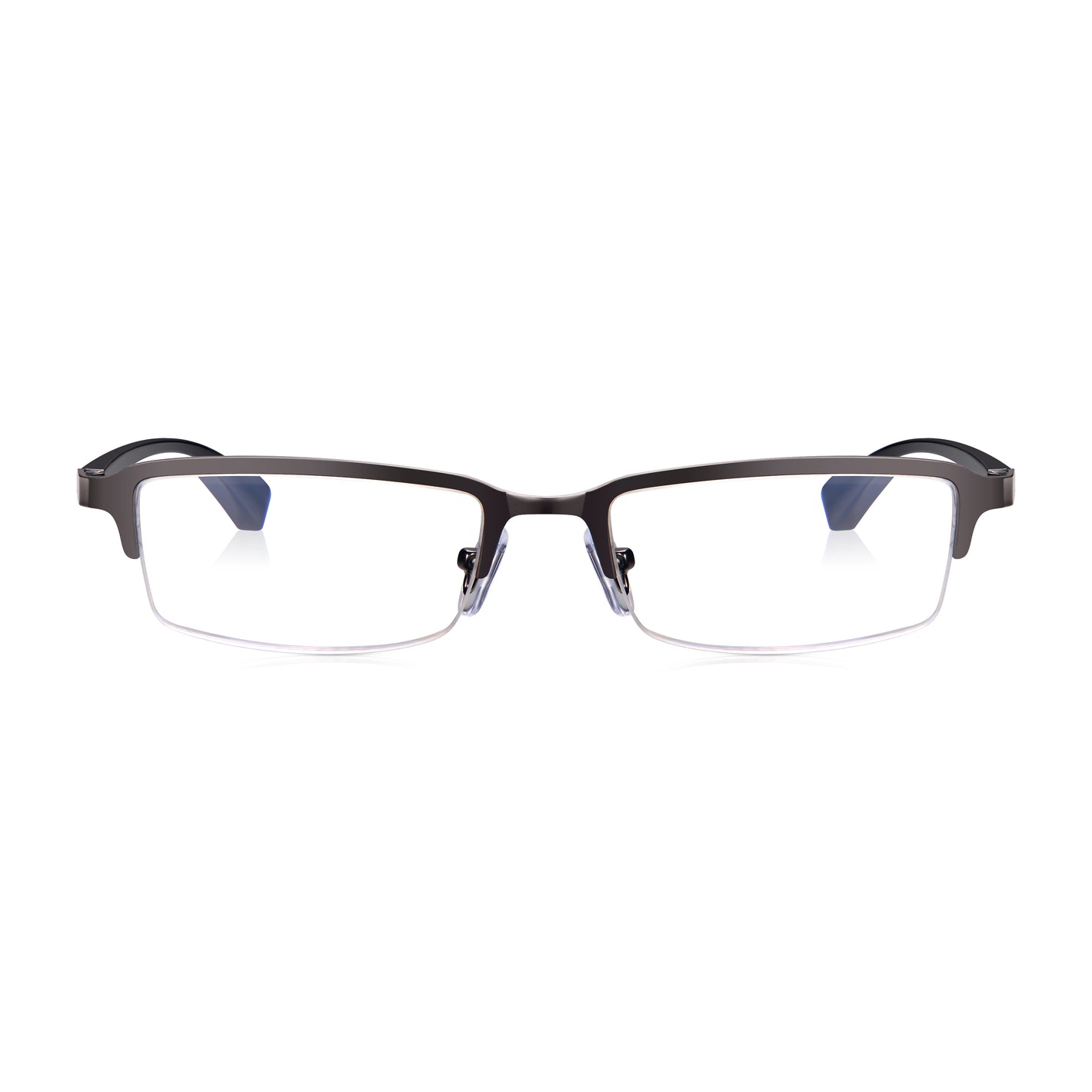 Read Optics Grey Rectangular Half Frame Blue Light Blocking Reading Glasses with Spring Hinges For Men & Women