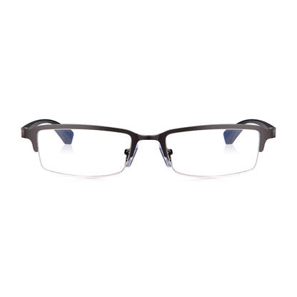 Read Optics Grey Rectangular Half Frame Blue Light Blocking Reading Glasses with Spring Hinges For Men & Women